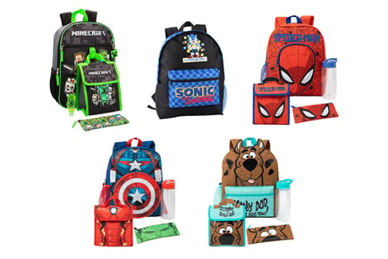 Kids School Backpack Set - Minecraft, Marvel, Sonic or Scooby