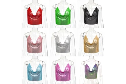 Sparkly Chainmail Backless Top - 9 Colours & 4 Sizes