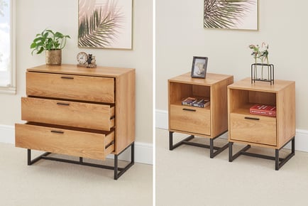 Belluno Industrial Style 2 Bedside Tables or 3-Drawer Chest