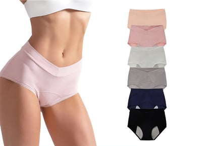 2 Pack Women's High Waist Period Leak Proof Knickers - 6 Sizes!