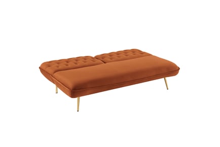 Alessia Upholstered Velvet Sofa Bed w/ Tufted Back - 2 Colours