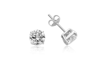 White Gold Finish Created Diamond Stud Earrings - Gift Bag & Box Included