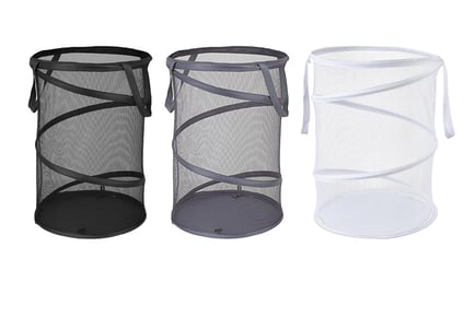 Collapsible Spiral Mesh Laundry Basket - 3 Colours