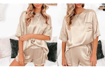 Women's Satin Short Sleeve Pajama Set