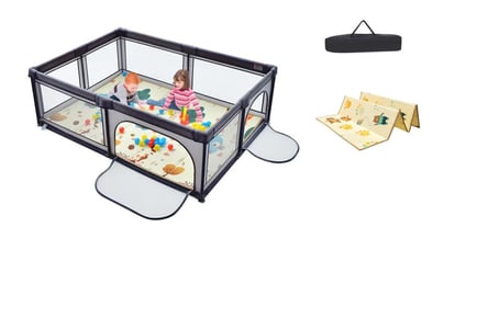 Baby Play Yard with Mat & Plastic Balls- 2 Colour Options!