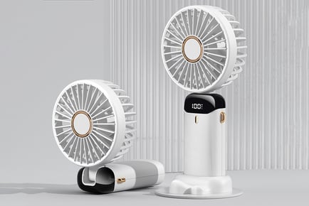 USB Powered Mini Portable Fan with Display - 5 Colours