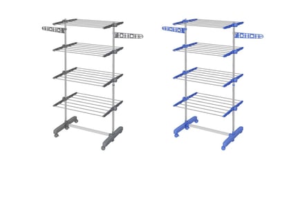 Four-Shelf Collapsing Clothes Airer w/ Wheels - 2 Colours