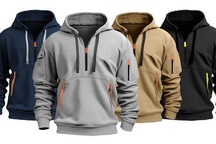 Men's Hooded Pullover Sweatshirt w Pockets - 6 Sizes, 4 Colours