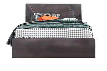 Ottoman Bed with Diagonal Line Velvet Headboard - 5 Colours!