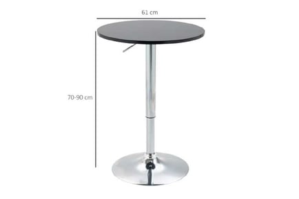 Round Adjustable Bar Table Black