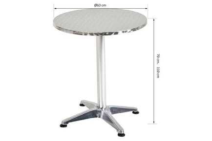 Adjustable Aluminium Bar Table Silver