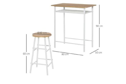 3-Piece Bar Height Set with Footrest