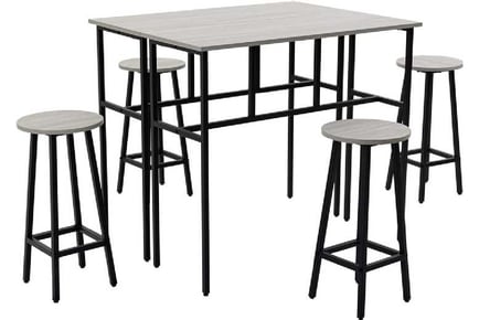 6-Piece Bar Table Set with Stools Grey