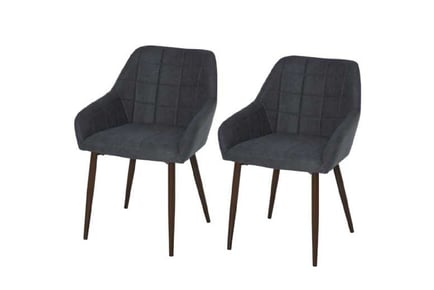 Linen-Touch Chair Grid Pattern Set of 2