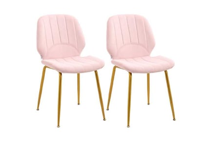 Velvet Dining Chairs Set of 2 Pink