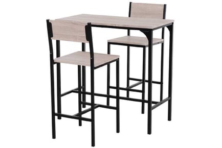 Metal Frame MDF Table & Stool Set Black