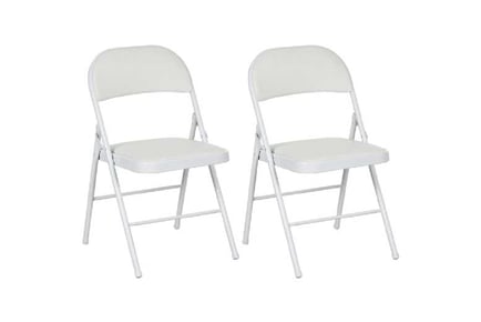 Set of 2 Cushioned Folding Chairs White