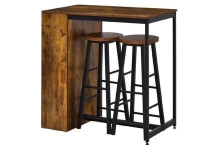 Industrial Bar Table Set with Shelf