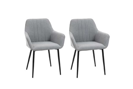 Dining Chairs Linen Fabric Set of 2 Grey