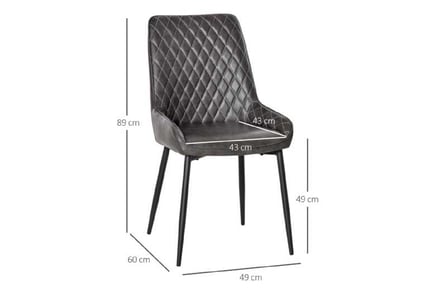 Retro Dining Chair Set of 2 PU Leather