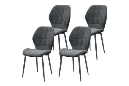 Set of 4 Flannel Tub Chairs Dark Grey