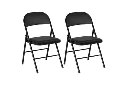 Set of 2 Cushioned Folding Chairs Black