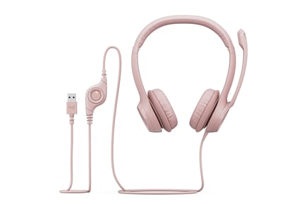 Logitech USB Wired Headset in Rose Pink