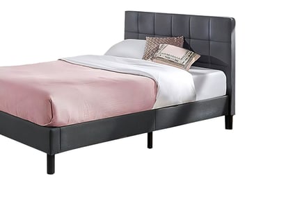 Bedframe with Upholstered Square Headboard - 4 Sizes & 5 Colours!