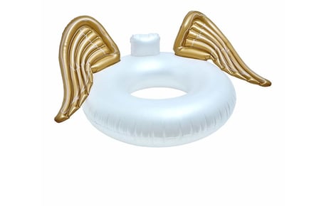 Large Inflatable Pool Ring with Golden Angel Wings