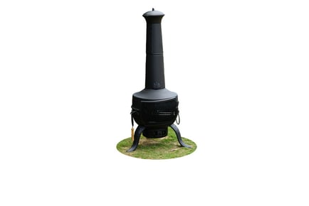 Chiminea Outdoor Wood Burner Fire Pit with BBQ Grill & Poker