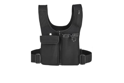 Men's Dual-Pocket Chest Pack Running Vest w/ Bottle & Phone Holder