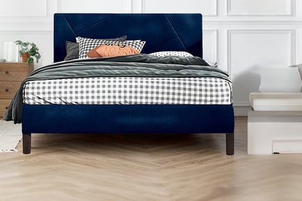 Diagonal Design Velvet King Size Bed Frame - 2 Colours!