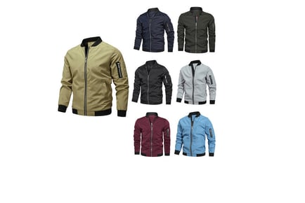 Men's Lightweight Slim Bomber Jacket - 6 Sizes & 7 Colours