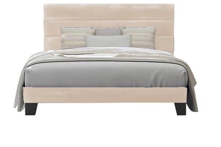 Horizontal Line Upholstered Bed Frame - 5 Colours & 4 Sizes!