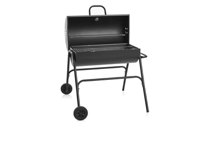 Large Oil Drum Charcoal BBQ Grill with Stand & Wheels