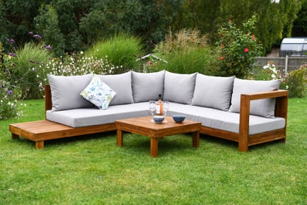 L-Shaped Montana Acacia Five-Seater Outdoor Garden Sofa Set!