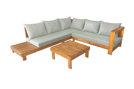 L-Shaped Montana Acacia Five-Seater Outdoor Garden Sofa Set!