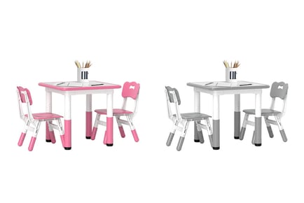 Kids' 3-Piece Adjustable Table and Chair Set in Two Colours