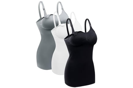 Women's Nursing Tank Top w Built-In Bra - 4 Sizes, 5 Colours