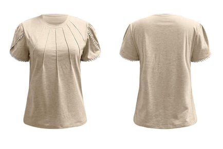 Women's Short Petal Sleeves T-Shirt - 8 Sizes, 6 Colours