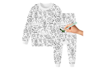 Kids' DIY Colourful Sketch Pyjamas Set - 6 Sizes & 4 Designs