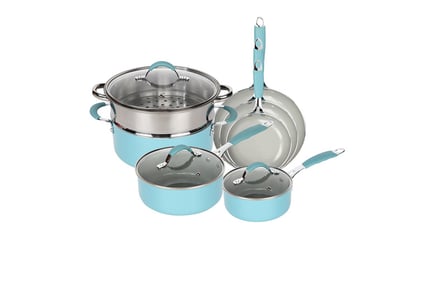 10pc Non-Stick Induction Kitchen Cookware Set with Glass Lids