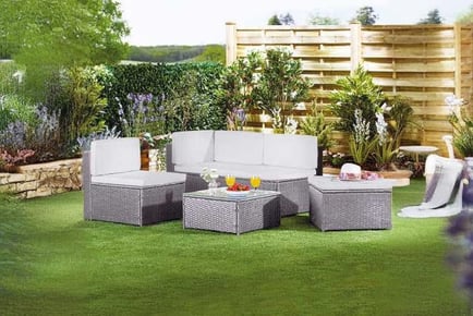 Rattan Sofa Set Grey