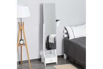 MDF LED Mirror Jewellery Cabinet White