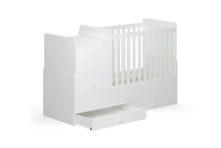 4-in-1 Cot Bed with Drawers, Changing Unit and Toddler Bed