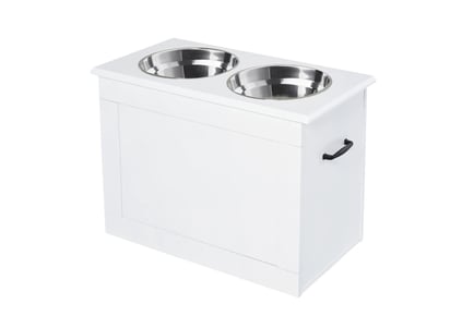 Raised Dog Bowls with Food Storage