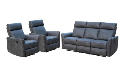 Grey Manual Adjustable Recline Bounded Leather Sofa!