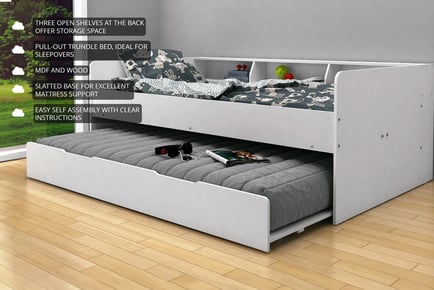 Kidsaw Daybed with Trundle & Shelves - Mattress Option