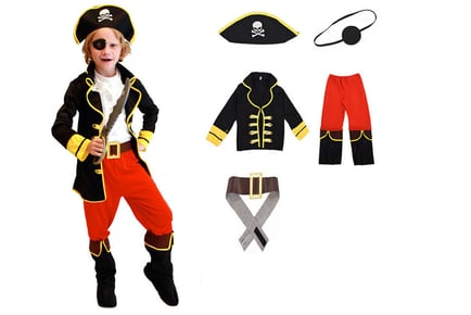 Kids' Halloween Pirate Costume Set with Jacket & Pants in 3 Sizes