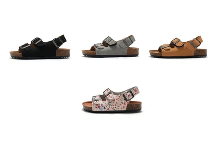 Kids Birkenstock Inspired Buckle Soft Wood Cork Beach Sandals!